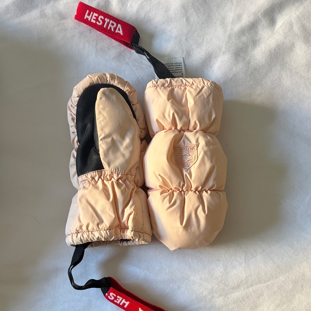 Hestra Kids Puffer Mittens - Light Pink and Black
